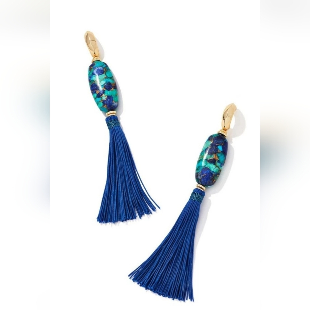 Kendra Scott Insley Gold Magnesite Lapis Boho Statement Drop Earrings